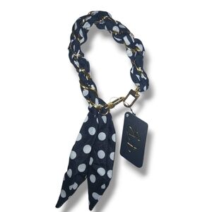 NWT Black & White Polka Dots Woven Gold-tone Bag Chain/Wristlet Strap